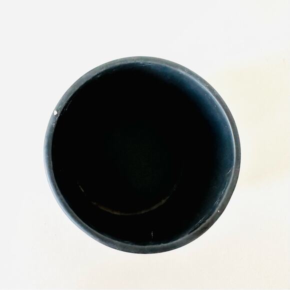 VINTAGE Black Matte Ceramic Plant Pot Decorative Vase Cylinder Circle 4" - Picture 7 of 8